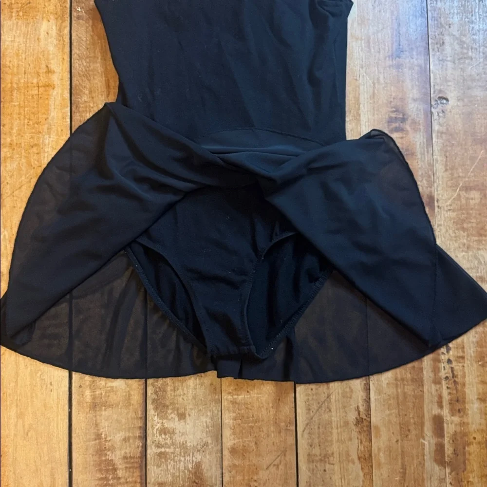Dance Leotard Black size 8 skirt cotton ballet tap jazz